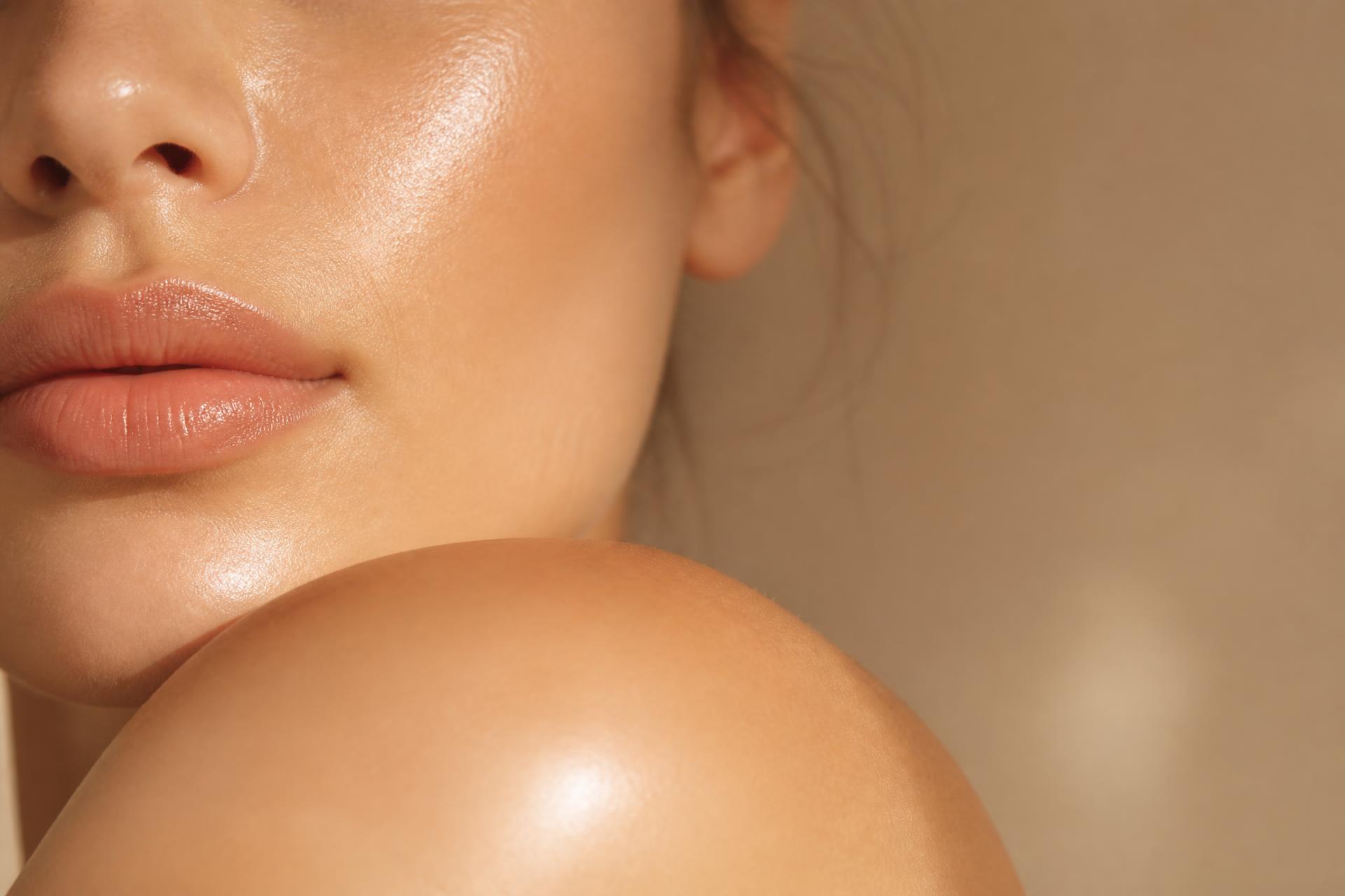 Close-up of radiant, healthy skin